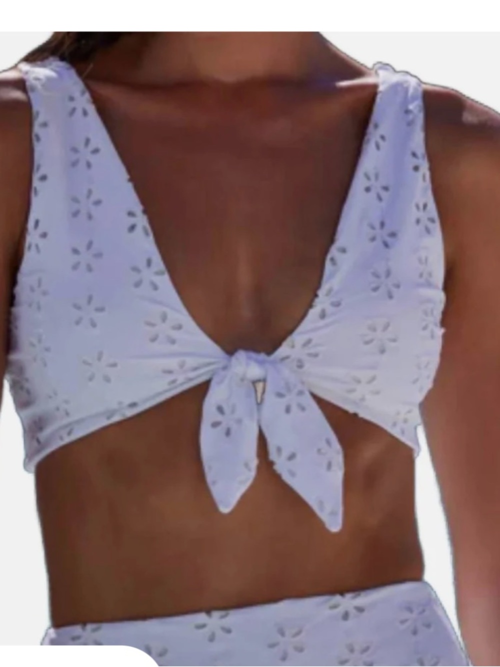 REVOLVE White Floral Eyelet Bikini Top